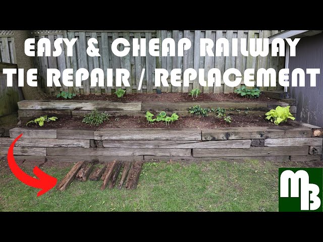How to Fix Repair or Replace Railroad Tie Retaining Wall Garden Landscape Edging (Step by Step) DIY