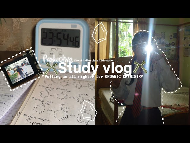 [INTENSE STUDY VLOG] pulling an all nighter📈10hrs+ stu(dying)🎧productive 🧪class 12 CBSE life 📚🎒