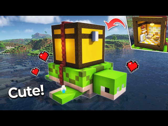 ⛏️ Minecraft Tutorial :: How to build a Cute Turtle House 🐢🥰 [마인크래프트 귀여운 거북이 모양 집짓기 건축강좌]