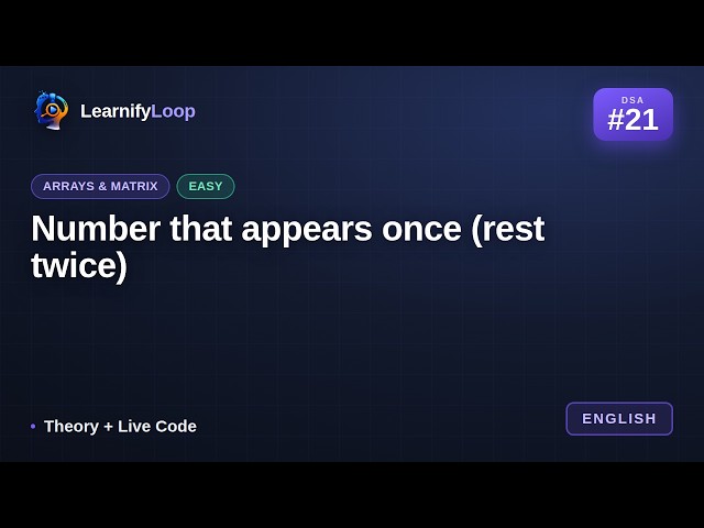 #21 · Number that appears once (rest twice) — Visualized with Live Code