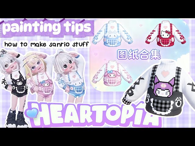 HOW TO MAKE Custom Clothes & Furniture in Heartopia! Sanrio Kuromi Tutorial & PAINTING TIPS