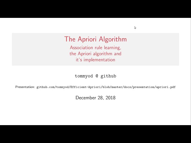 The Apriori algorithm