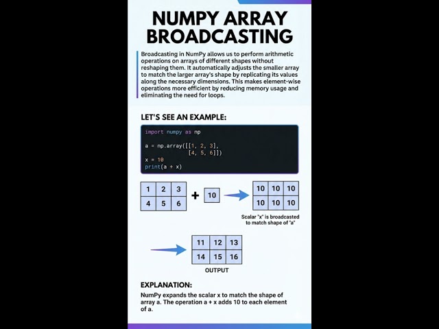 NumPy Array Broadcasting #datascienceforbeginners #numpy #engineeringstudent #pythonprogramming
