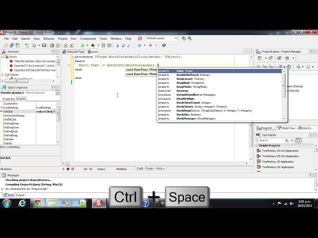 Building VCL Apps 2.33 TMonthCalendar