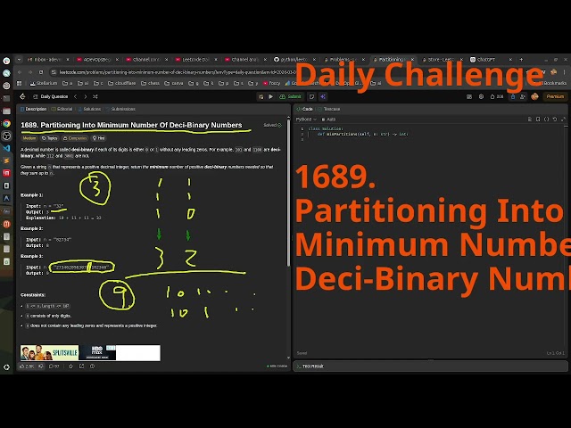Leetcode Daily Challenge 1689. Partitioning Into Minimum Number Of Deci-Binary Numbers #python #dsa