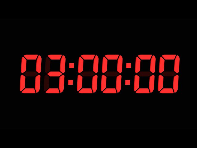 3 Hours Digital Countdown Timer | Black Background | Red Text | No Sounds