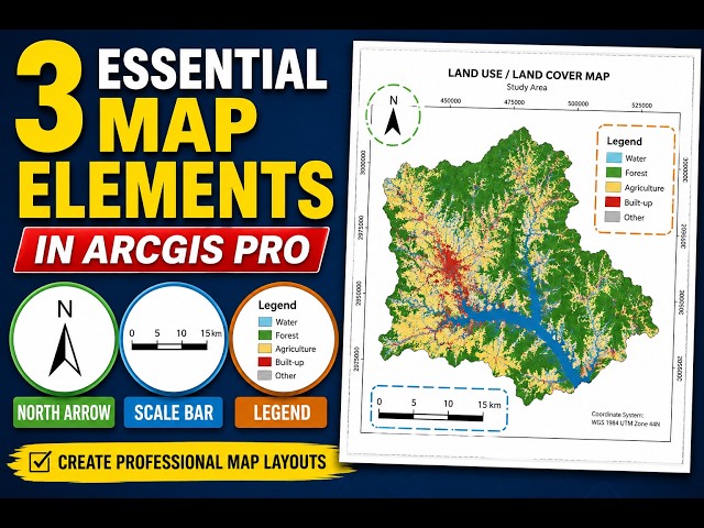How to Add North Arrow, Scale Bar & Legend in ArcGIS Pro | Map Layout Tutorial