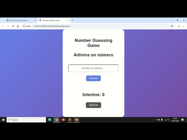 JavaScript tutorial para principiante.  Number Guessing Game