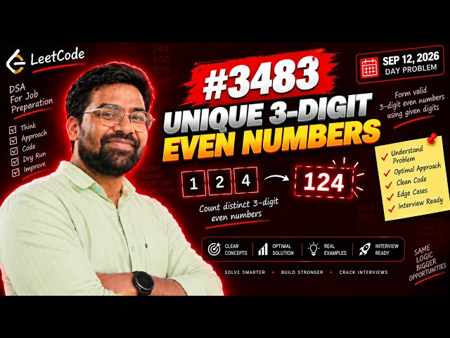 3483. Unique 3-Digit Even Numbers sep 12th | LeetCode | Java Solution | Easy DSA | Coding Interview