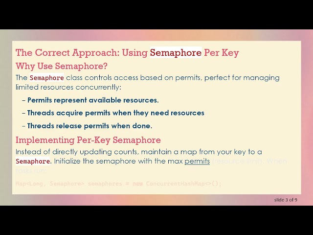 Managing Concurrent Resource Access with Semaphore and ConcurrentHashMap in Java