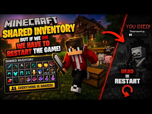 Minecraft Speedrun Shared Inventory but if we die we have to restart the game