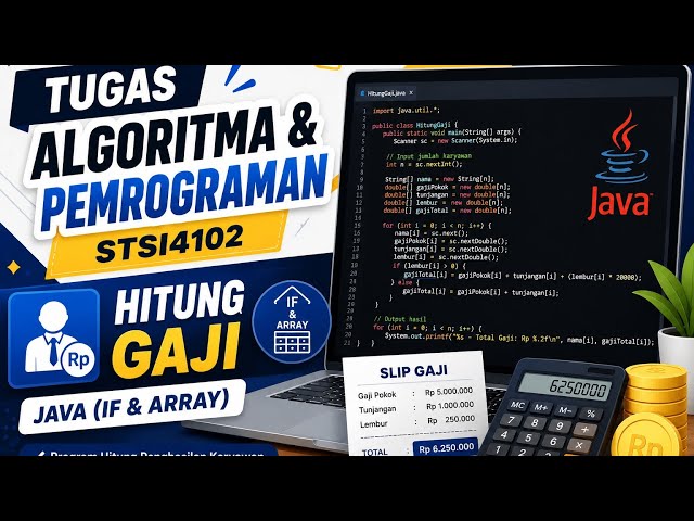 Tugas Algoritma & Pemrograman STSI4102 – Hitung Gaji Java (IF & Array)