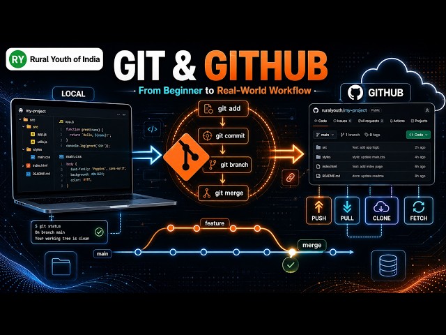 Git & GitHub Tutorial for Beginners | Git Commands, Branching, Push, Pull & Merge | RY