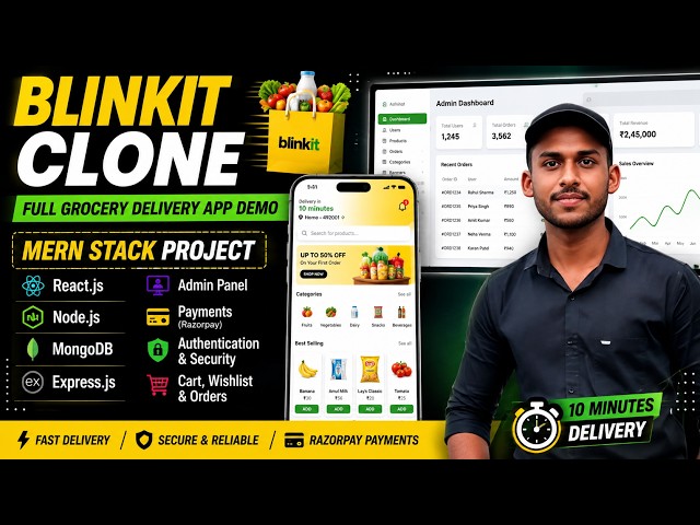 Blinkit Clone | Full Stack MERN Grocery Delivery Web App | React.js, Node.js, Express.js MongoDB