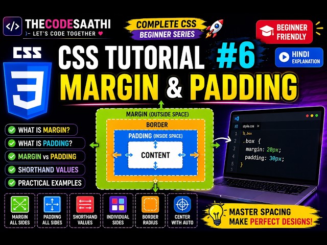 CSS Tutorial #6 | Margin & Padding in CSS | Difference Between Margin and Padding | CSS for Beginner