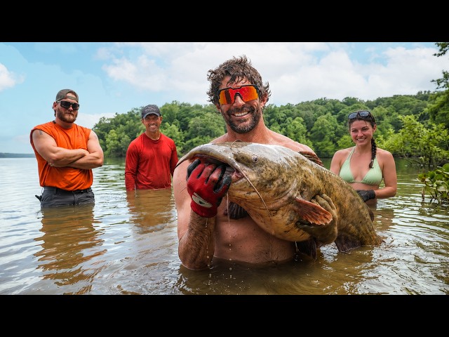 Noodling for GIANT Catfish with Hannah Barron