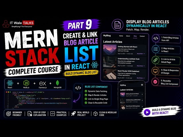 MERN Stack Complete Course Part 9 | Create & Link Blog Article List in React