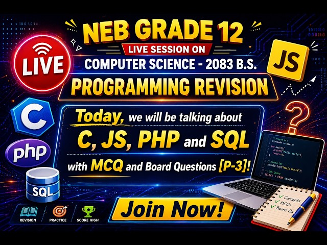 NEB Grade 12 Computer Science programming revision(C,JS,PHP,SQL,mcq + board )2083 B.S.(p-3) s-29]