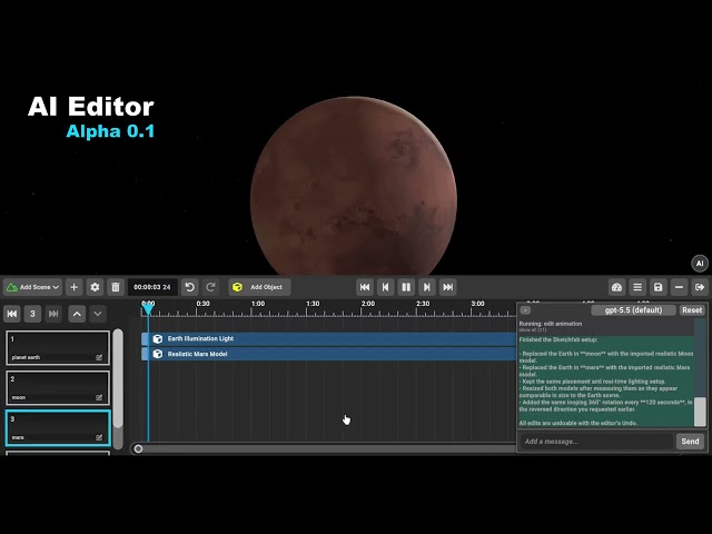 AI Editor Alpha 0.1 Solar System Exmaple