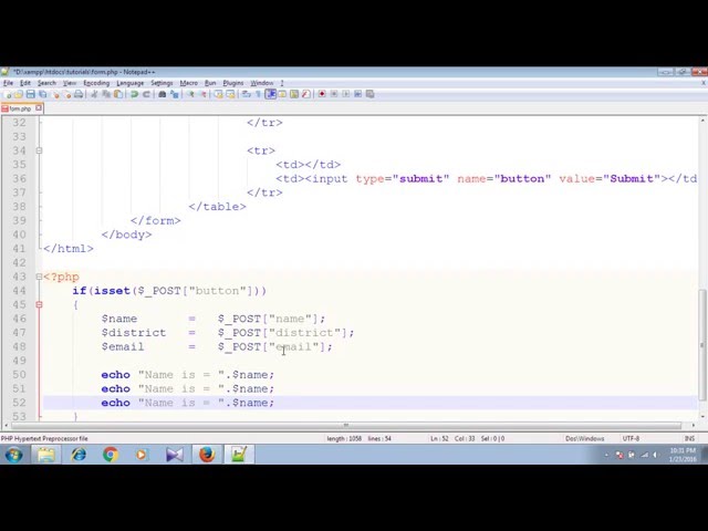php mysql bangla tutorial print data or message using form