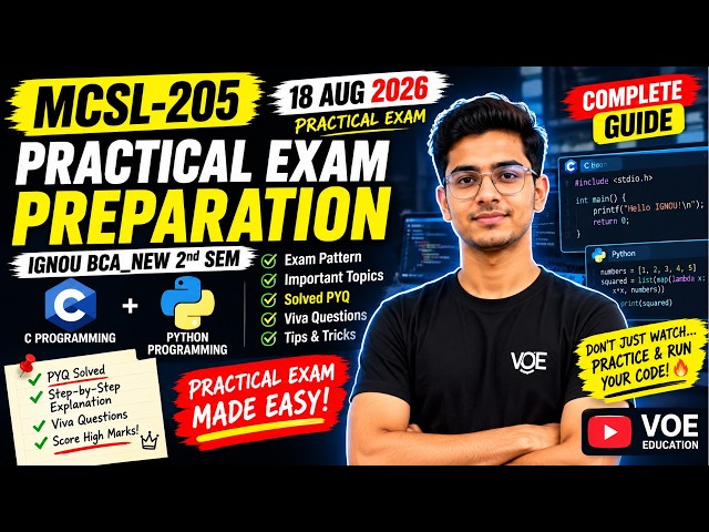 MCSL-205 Practical Exam 2026| Complete C & Python Preparation + Solved PYQ + Viva Questions| BCA_NEW