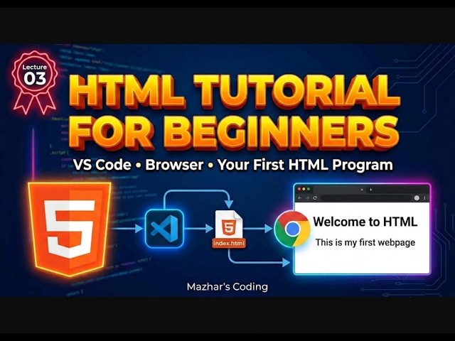 HTML Tutorial for Beginners | VS Code Setup, Browser & First HTML Program | Lecture 03