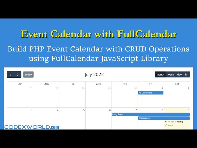 PHP Event Calendar using FullCalendar JS Library
