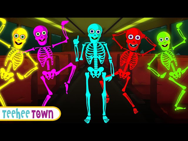 EP1 | Wheels On The Bus With Five Skeletons | Spooky Scary Skeletons Songs By Teehee Town