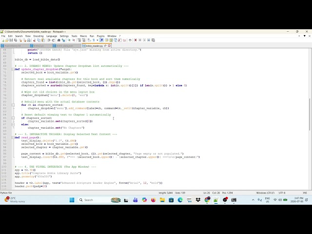 Python Tkinter Tutorial: Build a Complete Bible App GUI with JSON Databases | Beginners & Advanced
