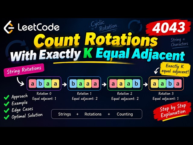 LeetCode 4043: Count Rotations With Exactly K Equal Adjacent | Java Solution 🔥