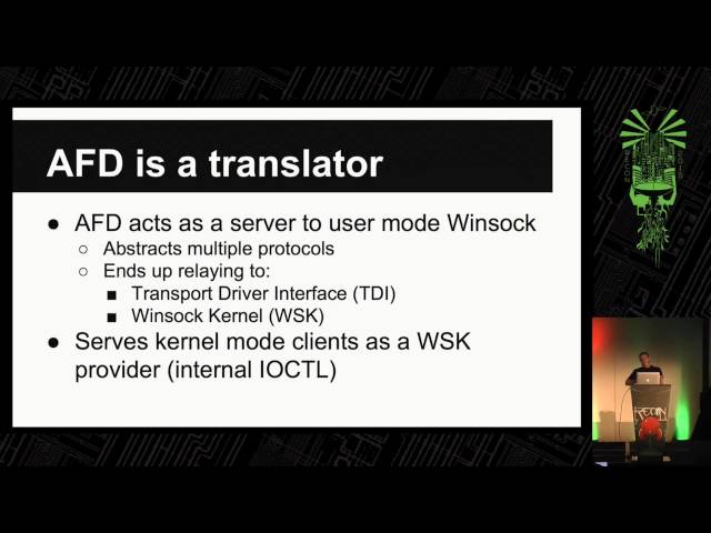 REcon 2015 - Reverse Engineering Windows AFD.sys (Steven Vittitoe)