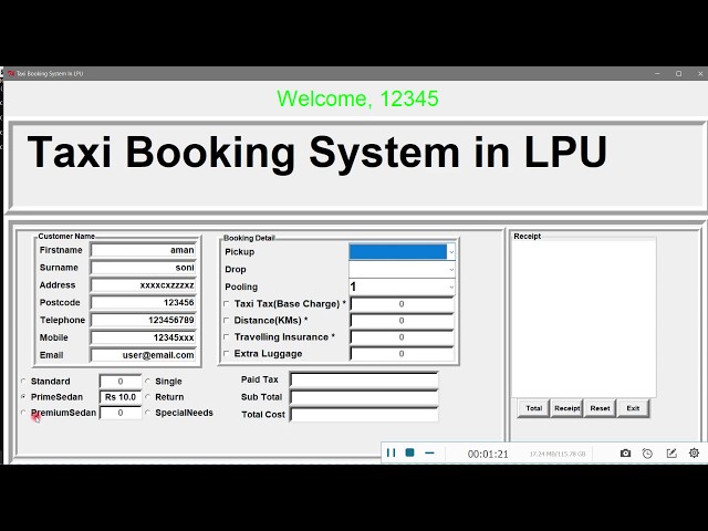 GUI Taxi Booking Application in Python using Tkinter Library | python 2.x | python 3.x