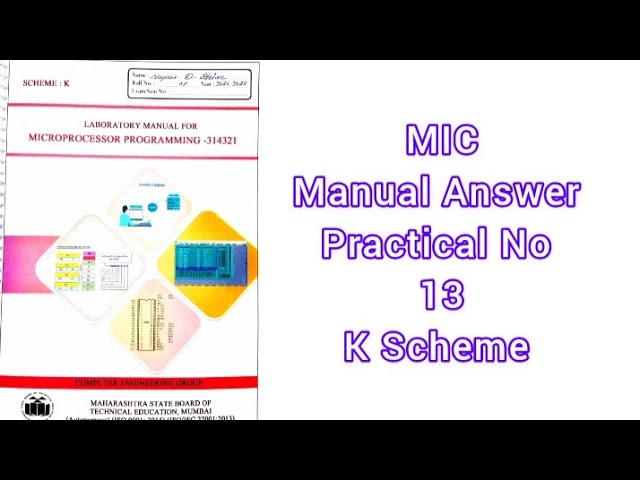 MIC (Microprocessor Programming)nManual Answer K Scheme Practical No 13 Learn Computer with Nupur 