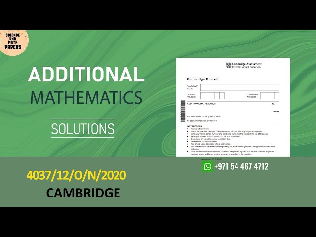 4037/12/O/N/20 | Worked Solutions | 2020 IGCSE Maths Paper #4037/12/OCT/NOV/2020 #4037