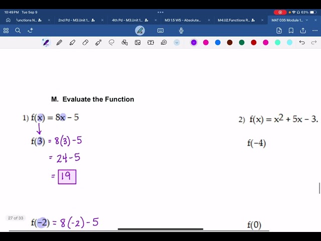 MAT035 MOD1 M - Evaluating a Function