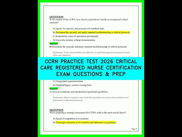 CCRN PRACTICE TEST 2026 CRITICAL CARE REGISTERED NURSE CERTIFICATION EXAM QUESTIONS & PREP video