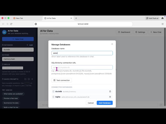 Third Preview (Connect with SQlite)-Mac App for AI Powered Data Visualization