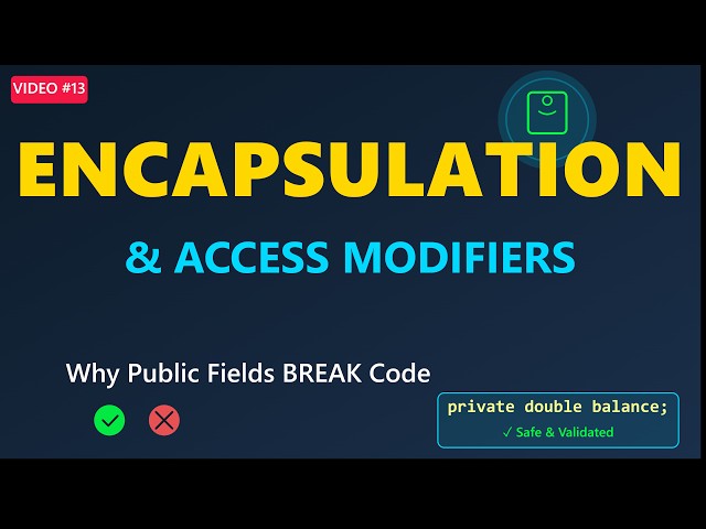 Java Full Stack #13: Encapsulation & Access Modifiers (Step-by-Step)