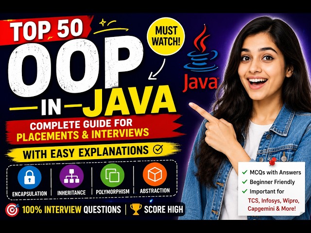 Top 50 OOP MCQs in Java 🔥 | Java OOP Interview Questions & Answers | TCS, Capgemini, Accenture