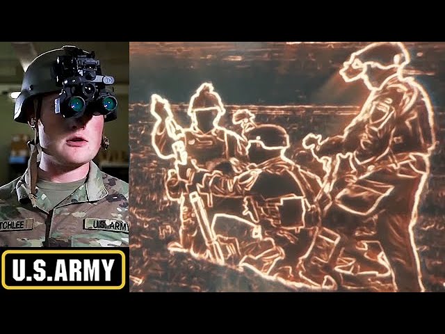 Military Night Vision Goggles Create Outlines of People & Objects
