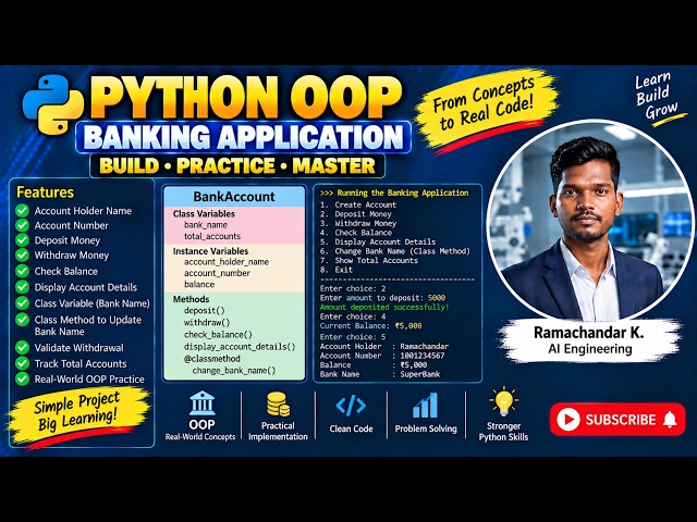 Python OOP Project | Build a Banking Application with Classes, Class Methods & Variables