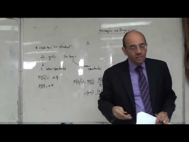 Example on Bayes law: Girls, boys and spectacles, 4/5/2015