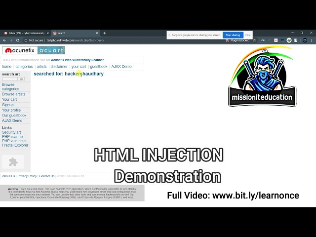 Practical : HTML INJECTION | Webapp Penetration Testing | Mission IT Education
