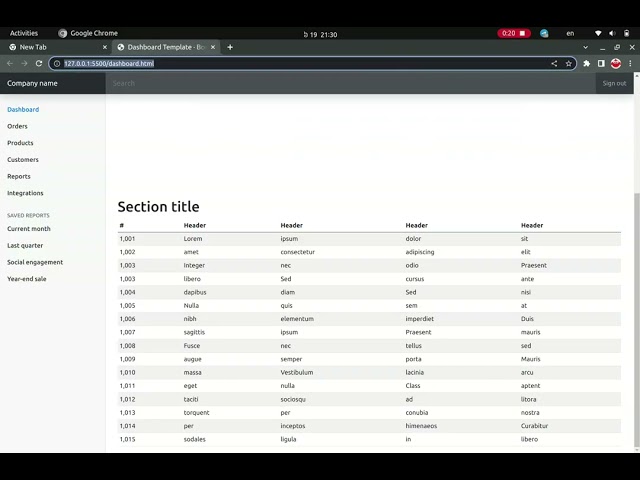 Create dashboard template 30 seconds in VSCode
