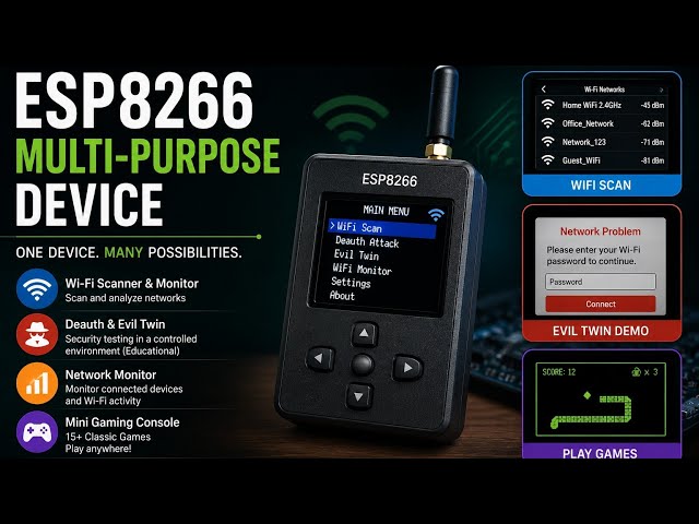 I Built the Ultimate ESP8266 Multi-Purpose Device | Wi-Fi Toolkit, Mini Gaming Console & More!