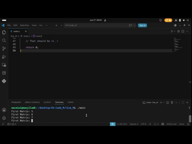 Matrix Multiplication in C | No talking