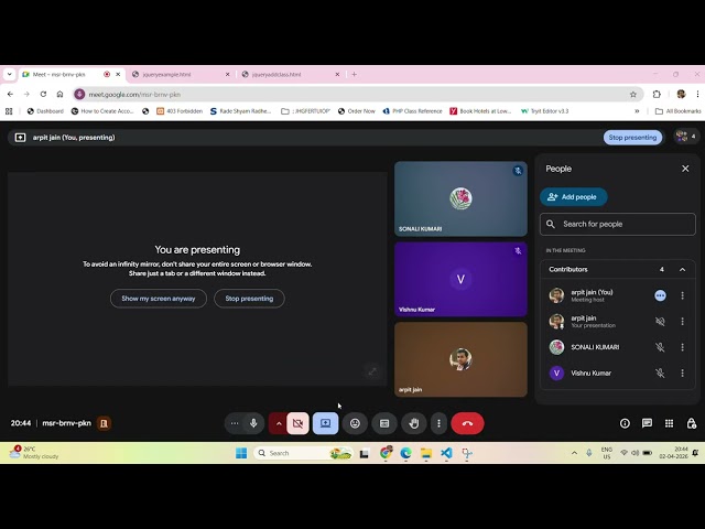 jQuery 2 Class 25 ( 2 April 2026 )