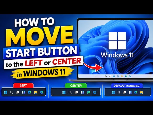 How to Move Start Button to the Left or Center in Windows 11 | Change Taskbar Start Menu Position