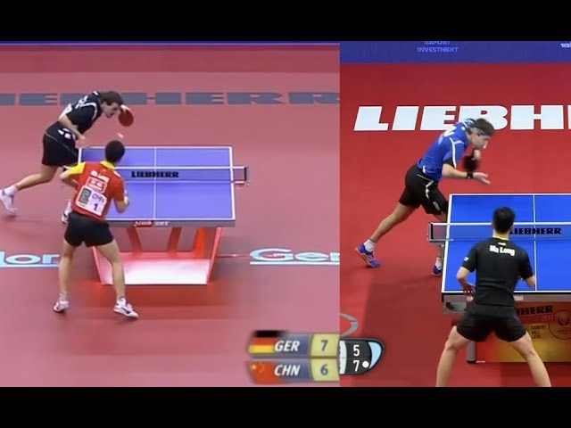Timo Boll reverse pendulum serve against Ma Long in the 2017 World Cup