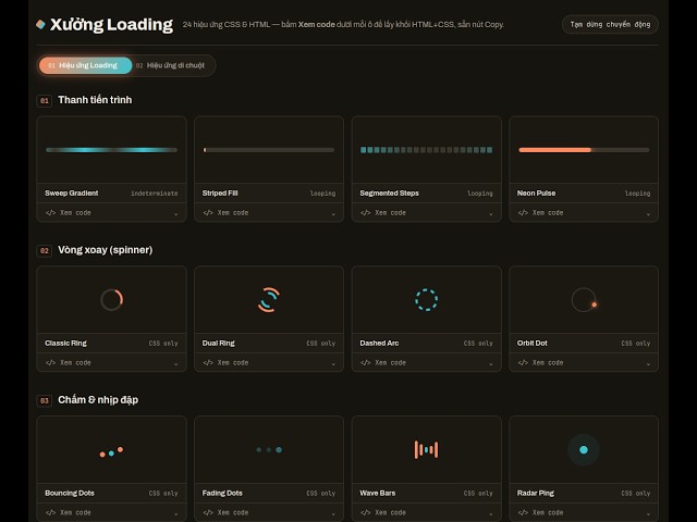 24 Hiệu Ứng Loading & Hover Cực Đẹp Chỉ Bằng CSS Thuần (Free Code)